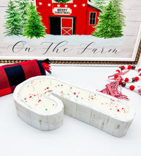Load image into Gallery viewer, Candy Cane Wooden Bowl Candle